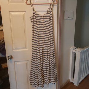 Anthropologie Maeve nautical striped long linen sun dress - US 4